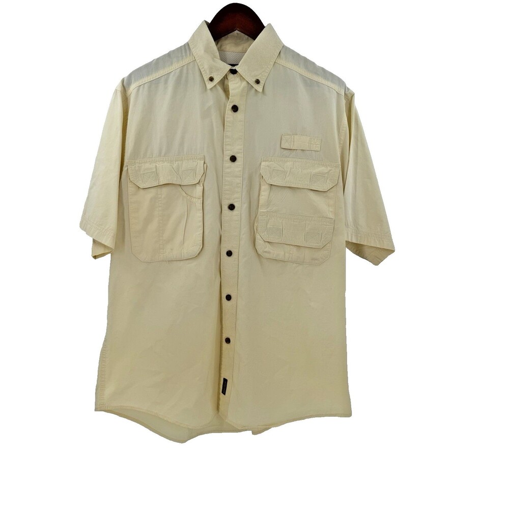Woolrich John Rich And Bros Men's Yellow Short Sleeve Vented Pockets LARGE?
